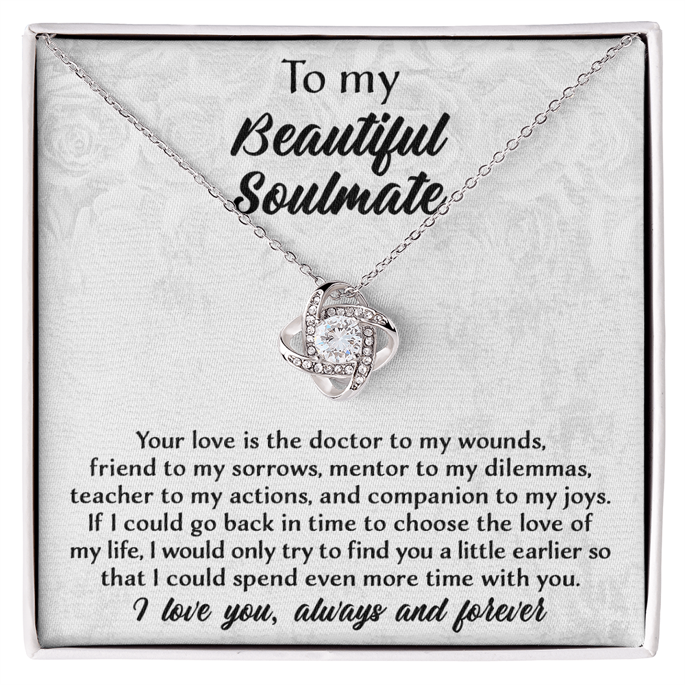 To My Beautiful Soulmate – Find You Sooner  Love Knot Necklace Gift Set