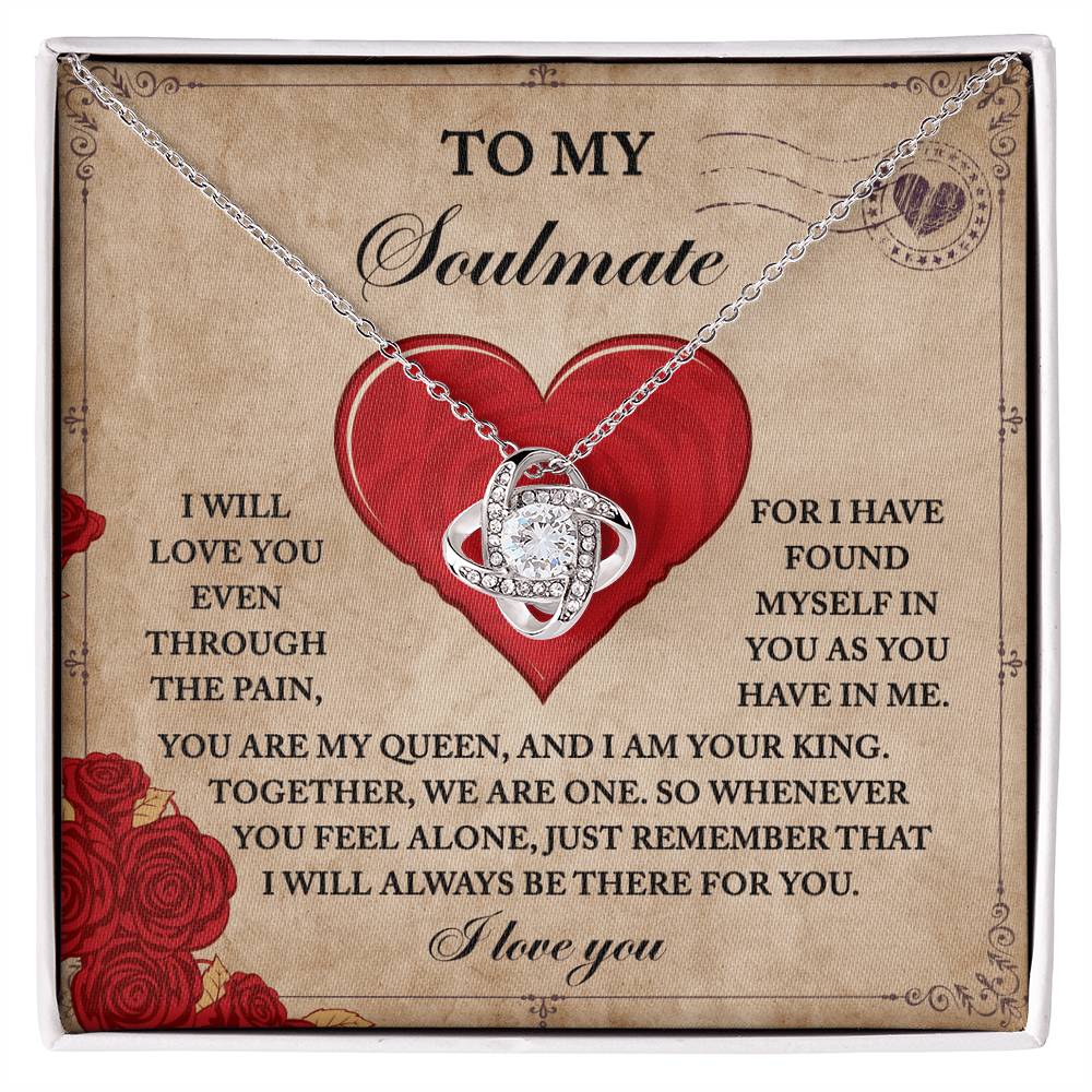 To My Soulmate - Together, We Are One - Love Knot Necklace with Romantic Message