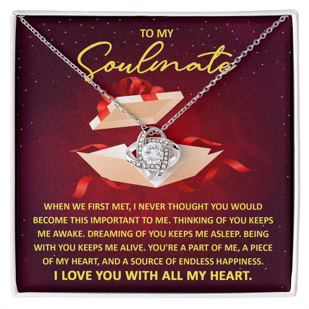 To My Soulmate – Thinking of You - Love Knot Necklace with Romantic Message