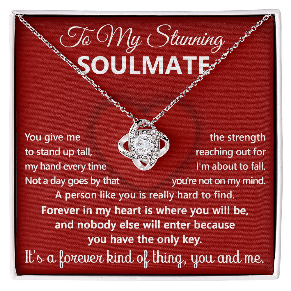 To My Stunning Soulmate – Forever in my Heart - Love Knot Necklace | Romantic Gift for Her