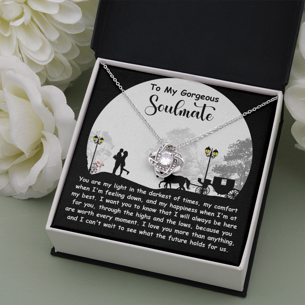 To My Gorgeous Soulmate – Future Holds For Us - Love Knot Necklace | Romantic Valentine's Day, Birthday or Anniversary Gift for Her