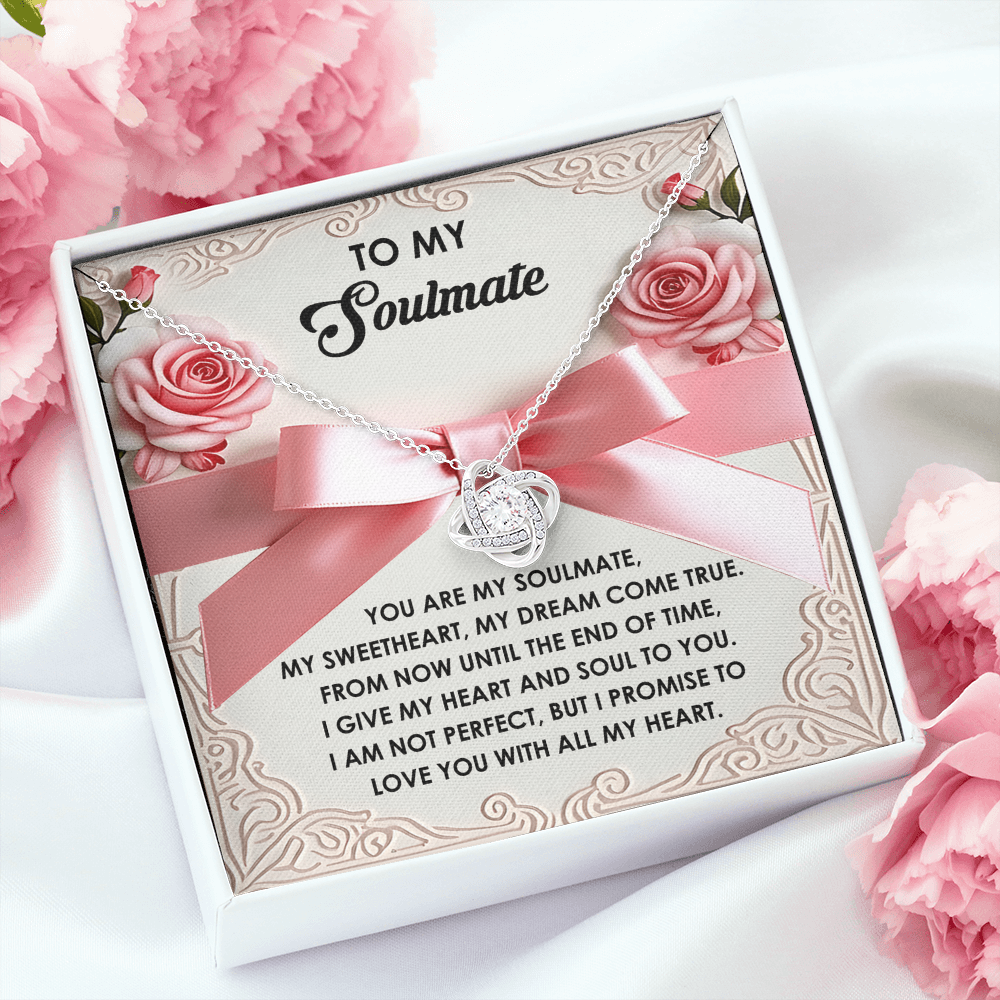 To My Soulmate - Heart & Soul Love Knot Necklace