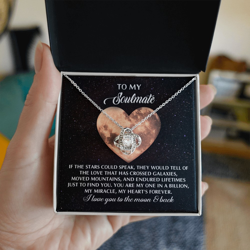 To My Soulmate - Crossed Galaxies - Love Knot Necklace with Heartfelt Message