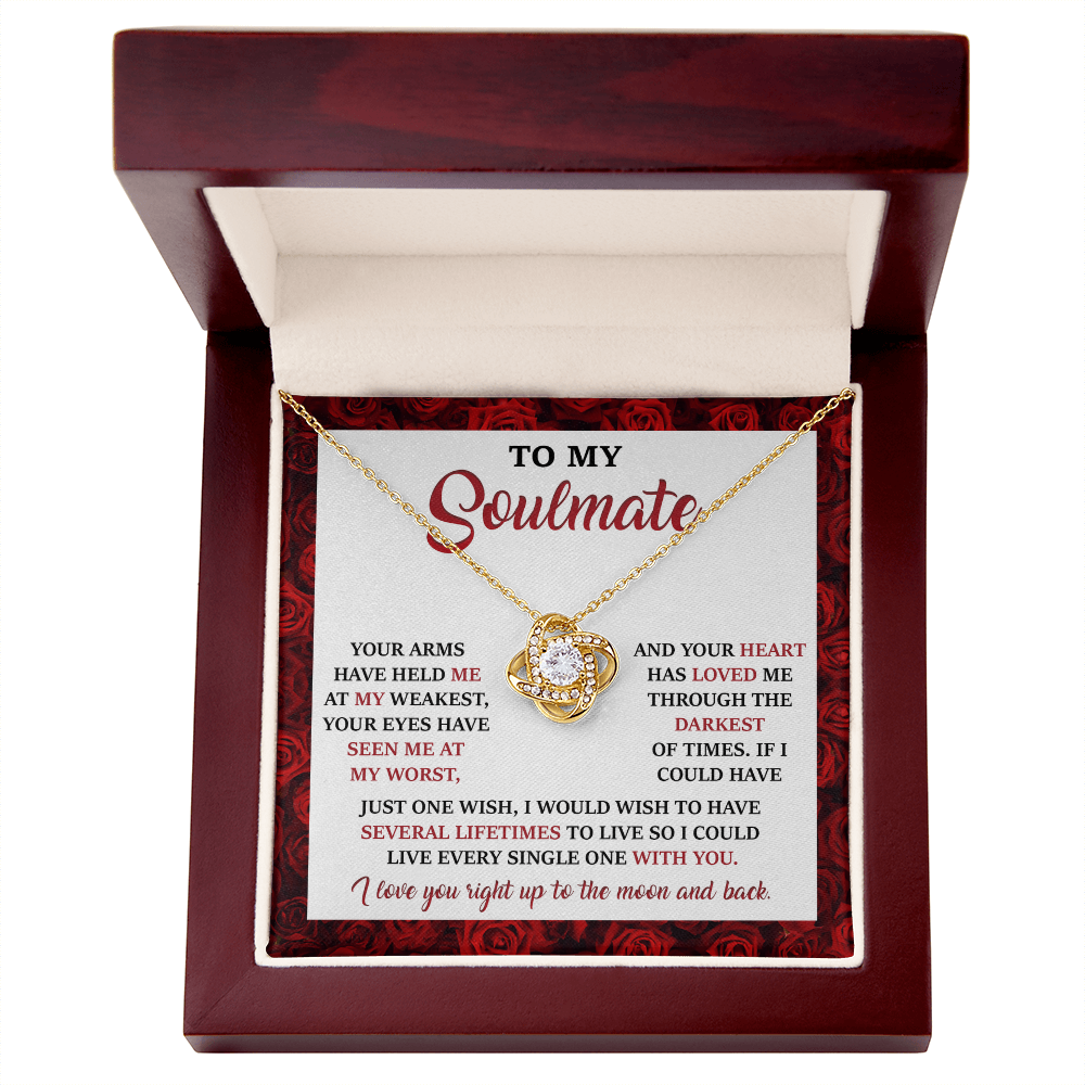 To My Soulmate – One Wish - Love Knot Necklace with Message Card