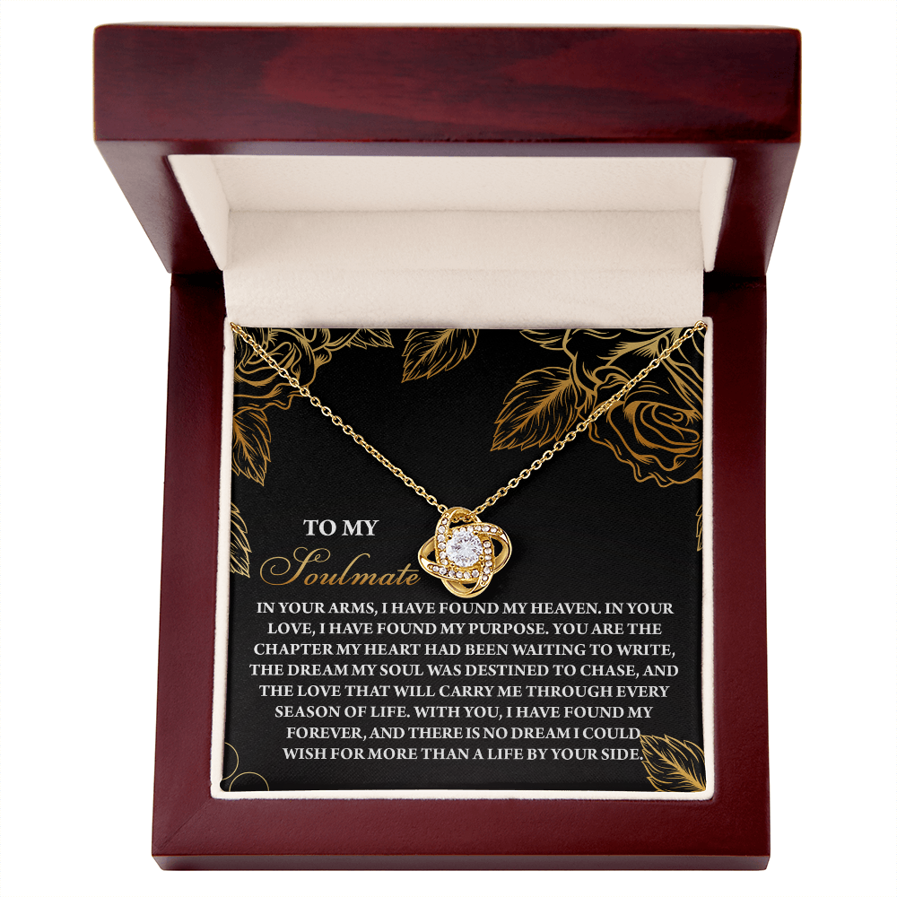 To My Soulmate - By Your Side - Love Knot Necklace with Heartfelt Message