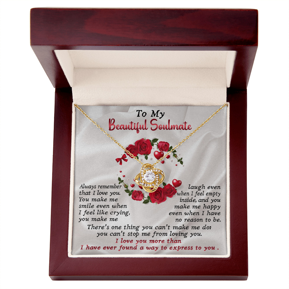To My Beautiful Soulmate Love Knot Necklace – Emotional Forever Love Gift for Her
