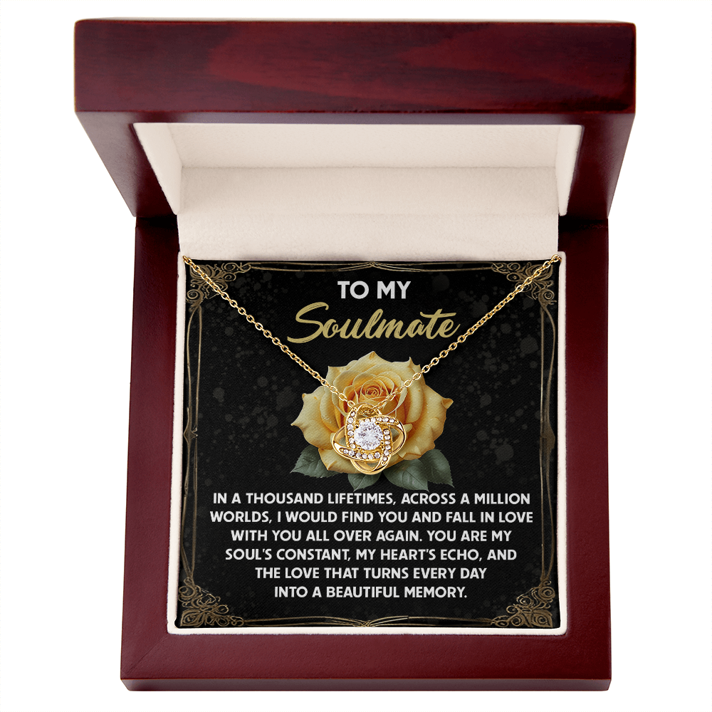 To My Soulmate -Beautiful Memory Love Knot Necklace with Message Card