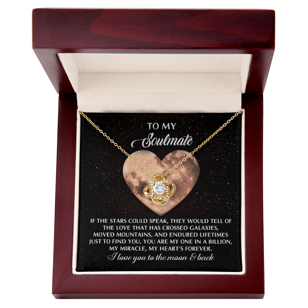 To My Soulmate - Crossed Galaxies - Love Knot Necklace with Heartfelt Message