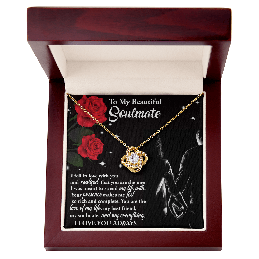 To My Beautiful Soulmate – Spend My Life With You - Love Knot Necklace with Message Card