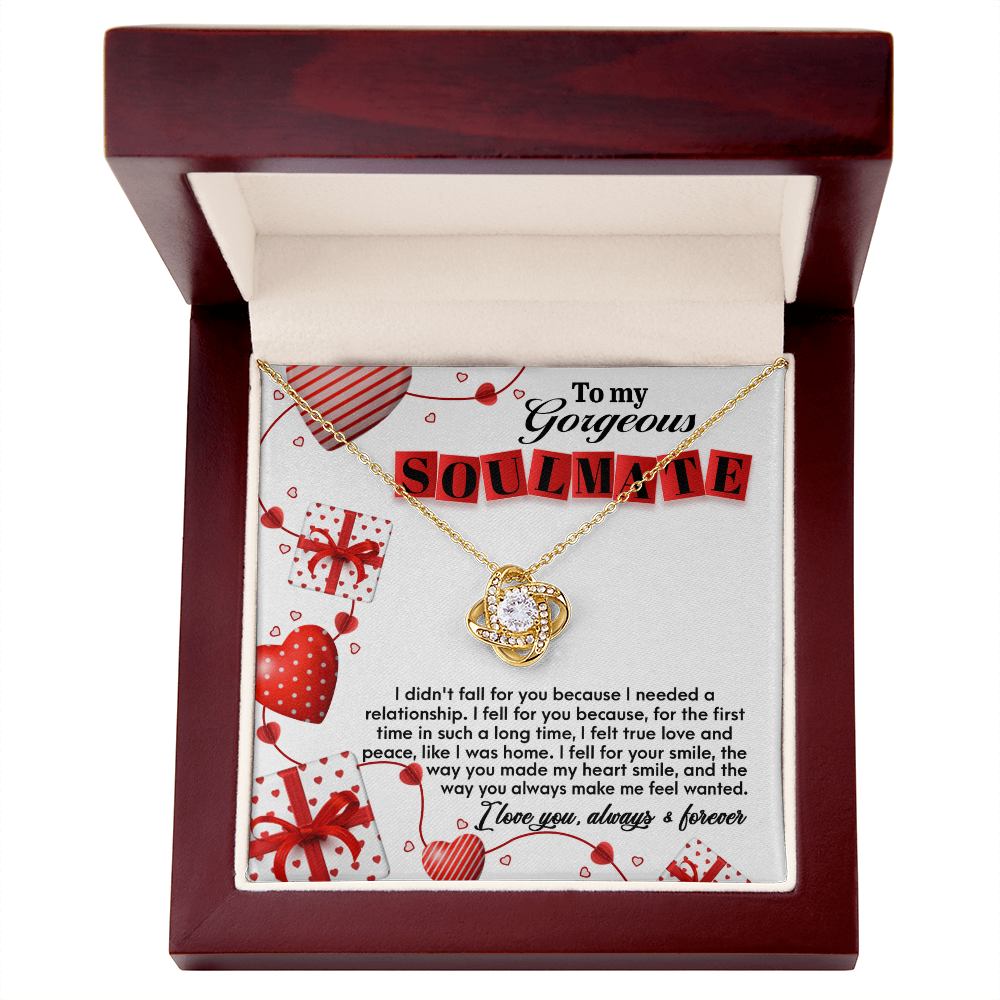 To My Gorgeous Soulmate Love Knot Necklace – Always & Forever Romantic Gift for Her