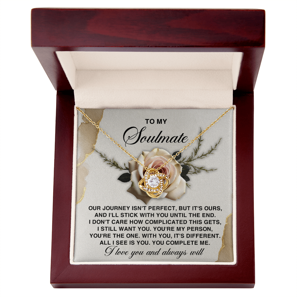 To My Soulmate  - You Complete Me - Love Knot Necklace with Gift Box