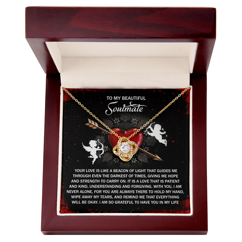 To My Beautiful Soulmate - Grateful For You - Love Knot Necklace