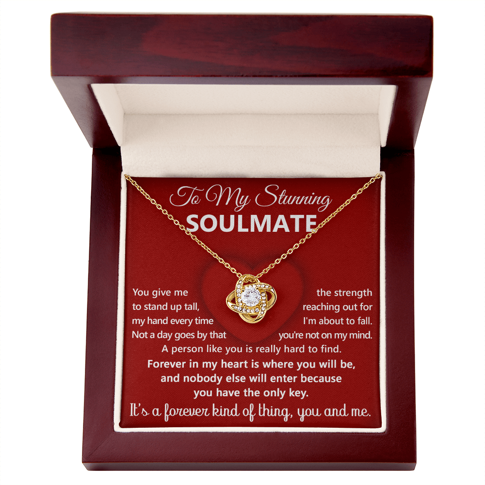To My Stunning Soulmate – Forever in my Heart - Love Knot Necklace | Romantic Gift for Her