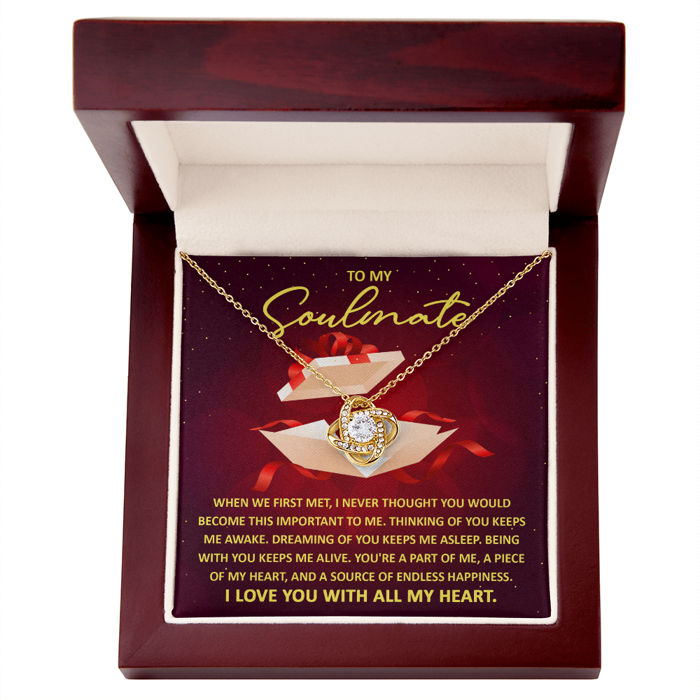 To My Soulmate – Thinking of You - Love Knot Necklace with Romantic Message