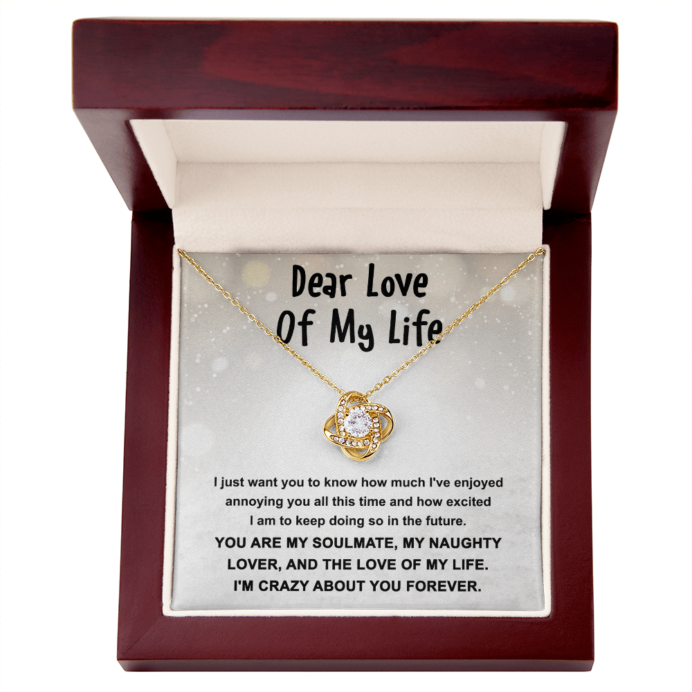 Dear Love of My Life Love Knot Necklace – Playful Soulmate Gift for Her