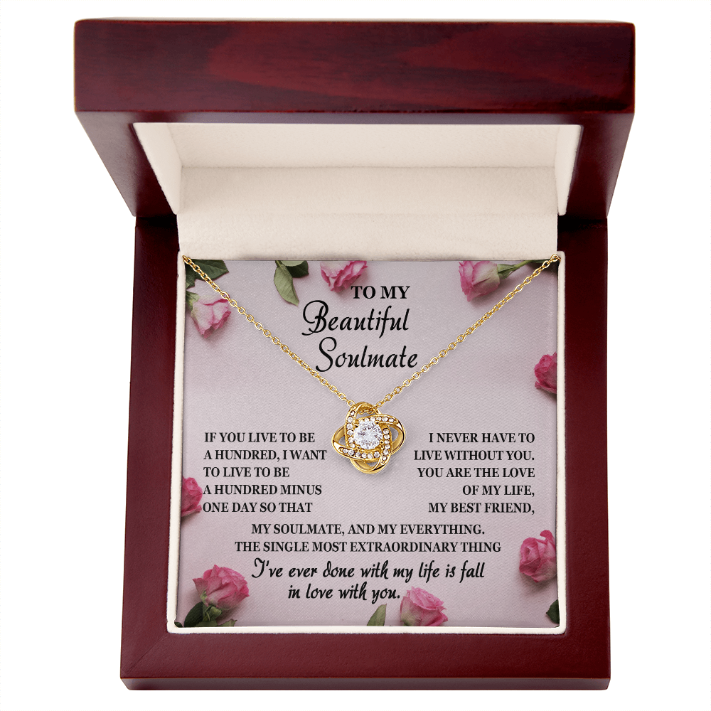 To My Beautiful Soulmate Love Knot Necklace – Forever Love Gift for the Love of My Life