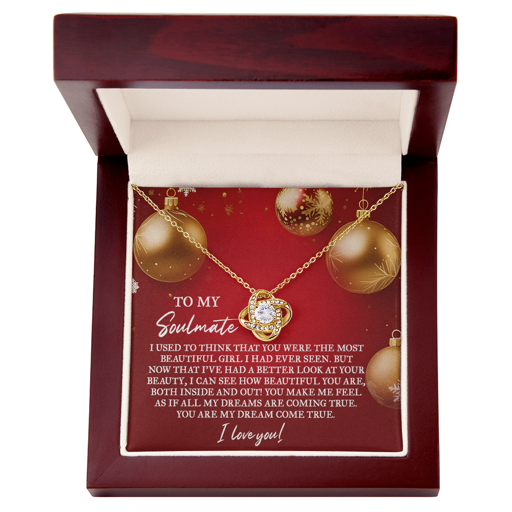 To My Soulmate – “My Dream Come True” Love Knot Necklace