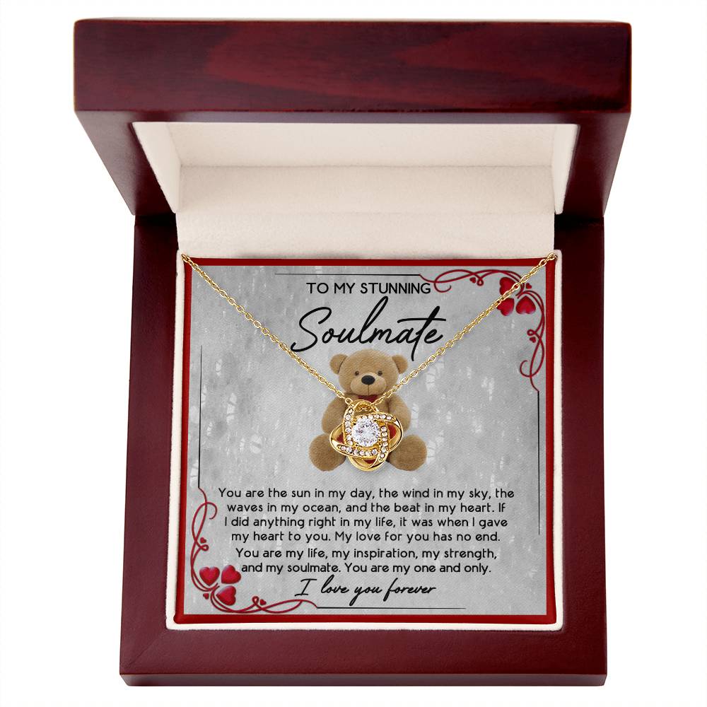 Soulmate Gift – I Love You Forever Necklace with Teddy Bear Message Card