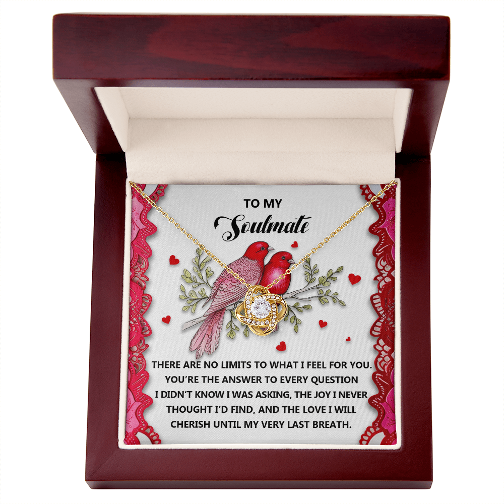 To My Soulmate - The Love I Will Cherish - Love Knot Necklace with Romantic Message