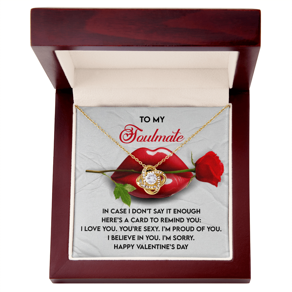 Soulmate Love Knot Necklace – Romantic Valentine's Day Gift with Message Card for Her