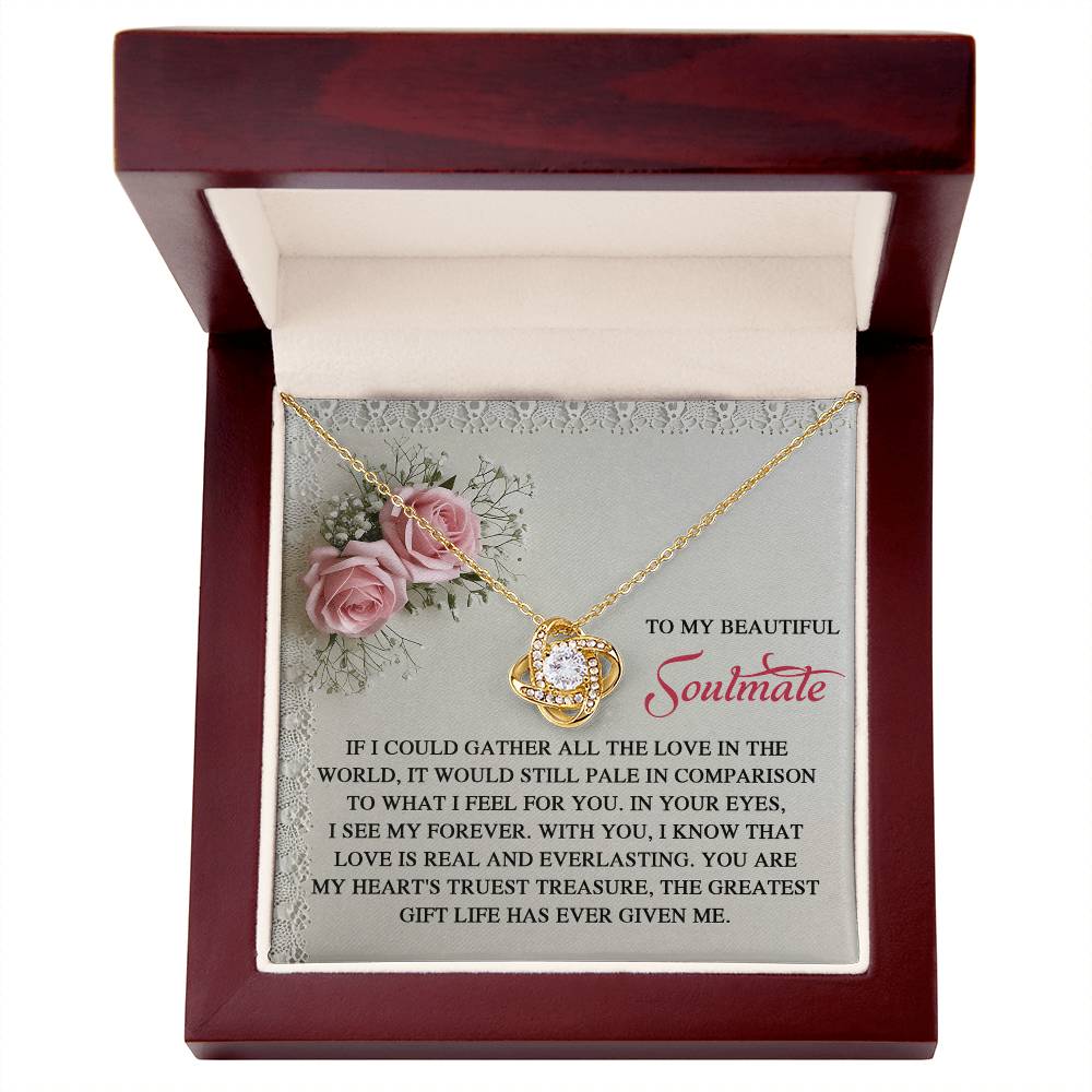 Soulmate - My Heart's Treasure - Love Knot Necklace With Romantic Message