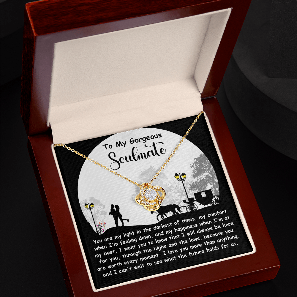 To My Gorgeous Soulmate – Future Holds For Us - Love Knot Necklace | Romantic Valentine's Day, Birthday or Anniversary Gift for Her