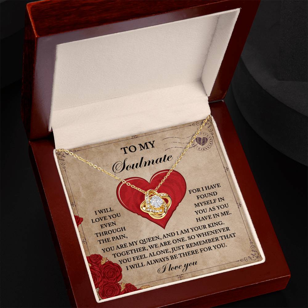 To My Soulmate - Together, We Are One - Love Knot Necklace with Romantic Message