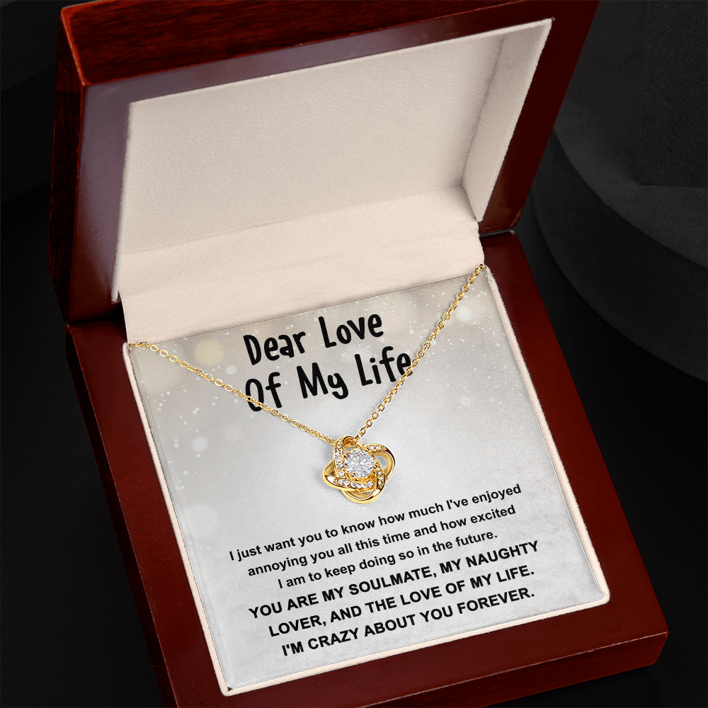 Dear Love of My Life Love Knot Necklace – Playful Soulmate Gift for Her