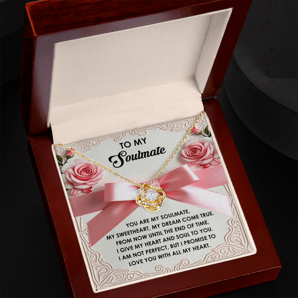 To My Soulmate - Heart & Soul Love Knot Necklace