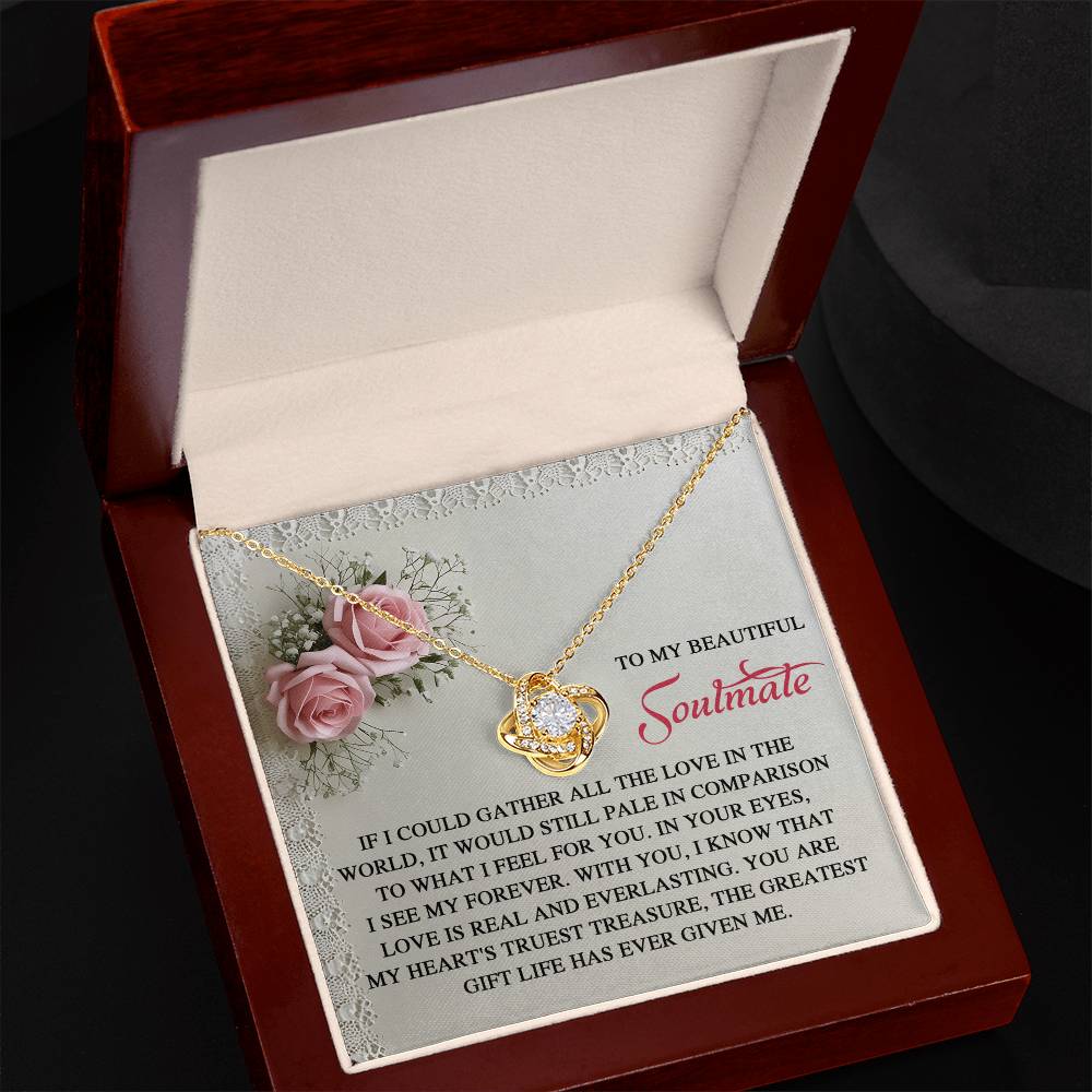 Soulmate - My Heart's Treasure - Love Knot Necklace With Romantic Message