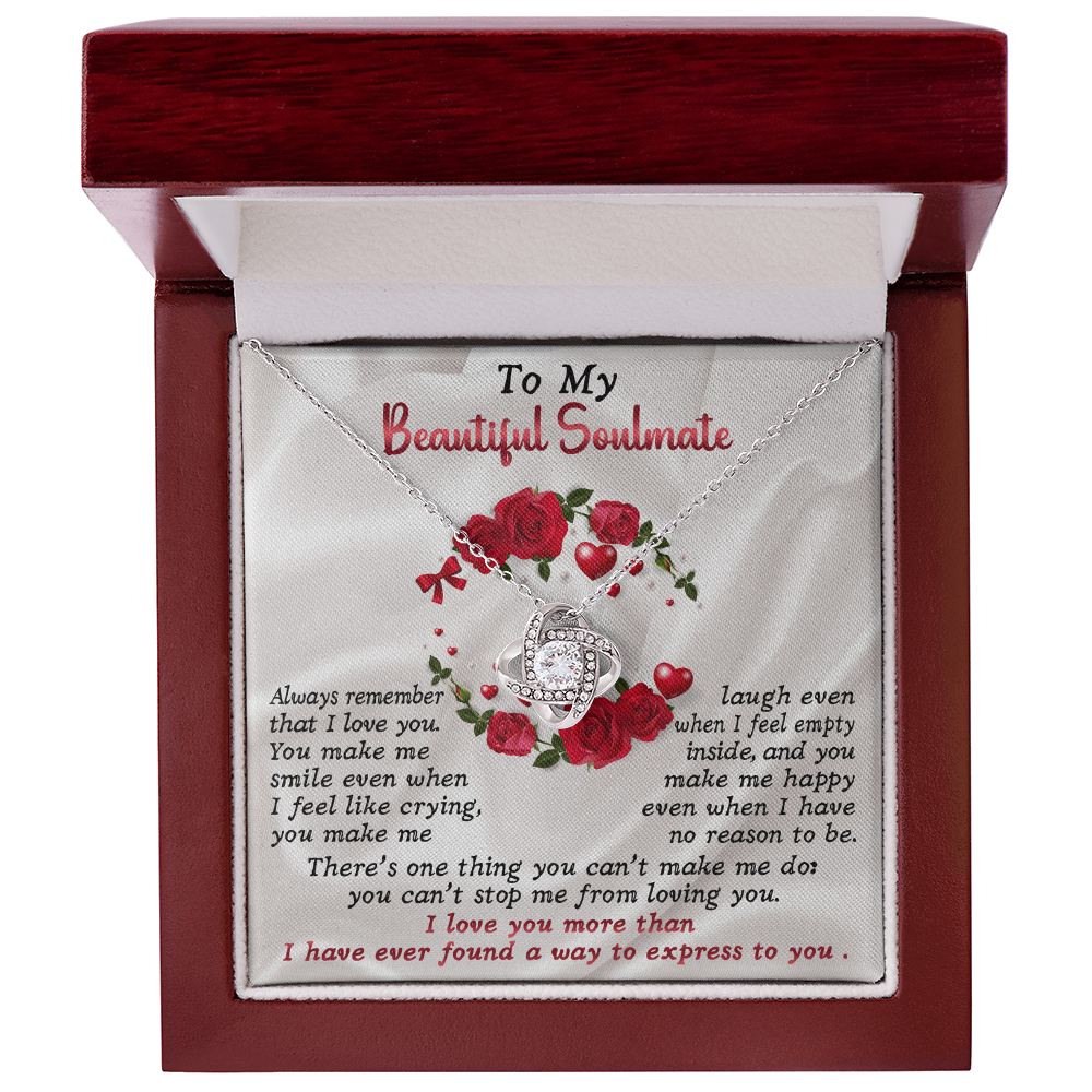 To My Beautiful Soulmate Love Knot Necklace – Emotional Forever Love Gift for Her