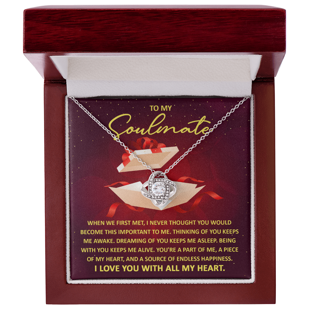 To My Soulmate – Thinking of You - Love Knot Necklace with Romantic Message