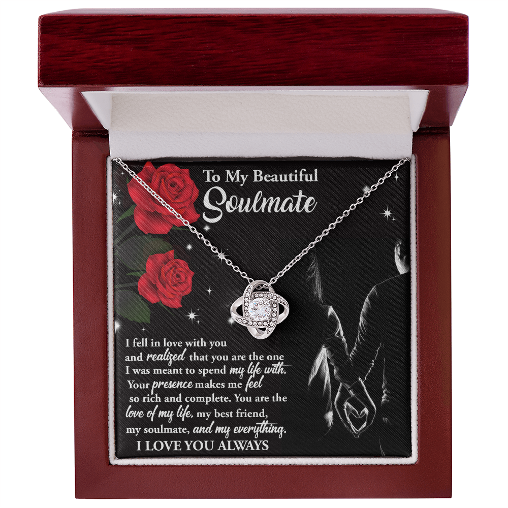 To My Beautiful Soulmate – Spend My Life With You - Love Knot Necklace with Message Card