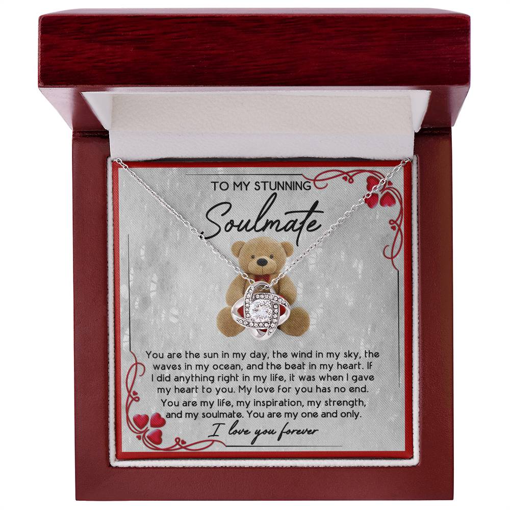Soulmate Gift – I Love You Forever Necklace with Teddy Bear Message Card