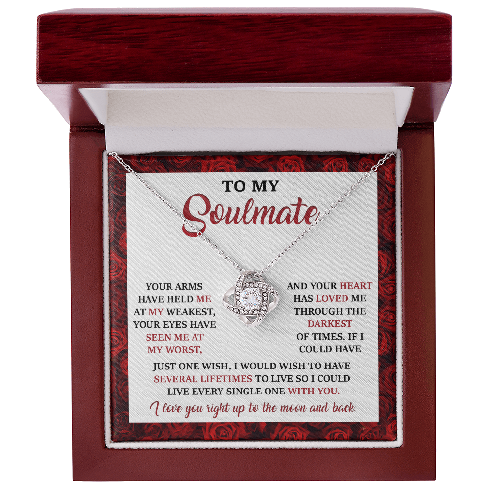 To My Soulmate – One Wish - Love Knot Necklace with Message Card