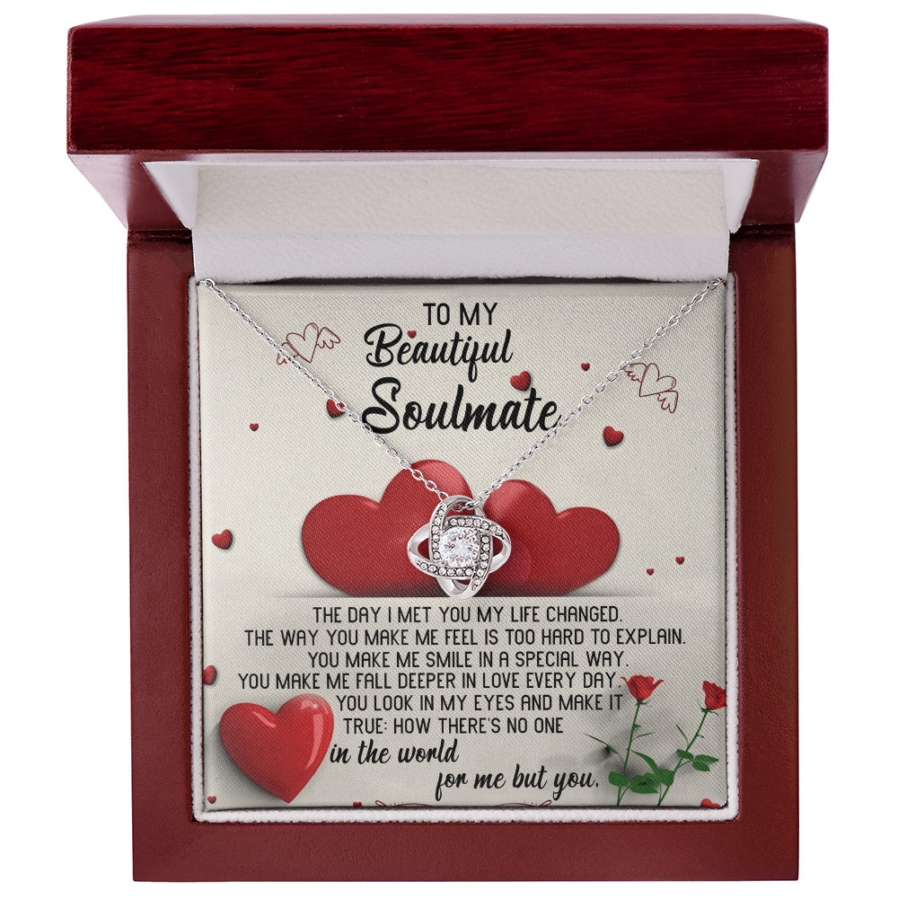 To My Beautiful Soulmate Love Knot Necklace – Romantic Forever Love Gift for Her