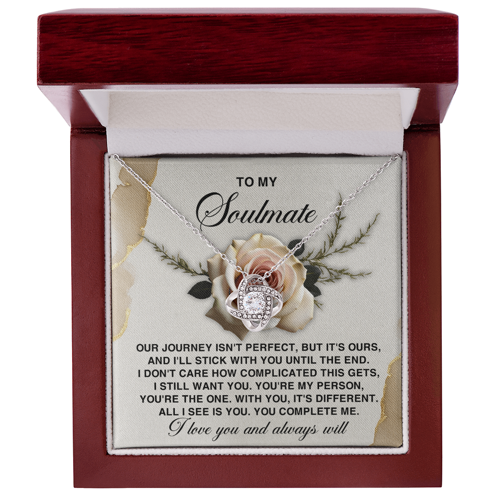 To My Soulmate  - You Complete Me - Love Knot Necklace with Gift Box