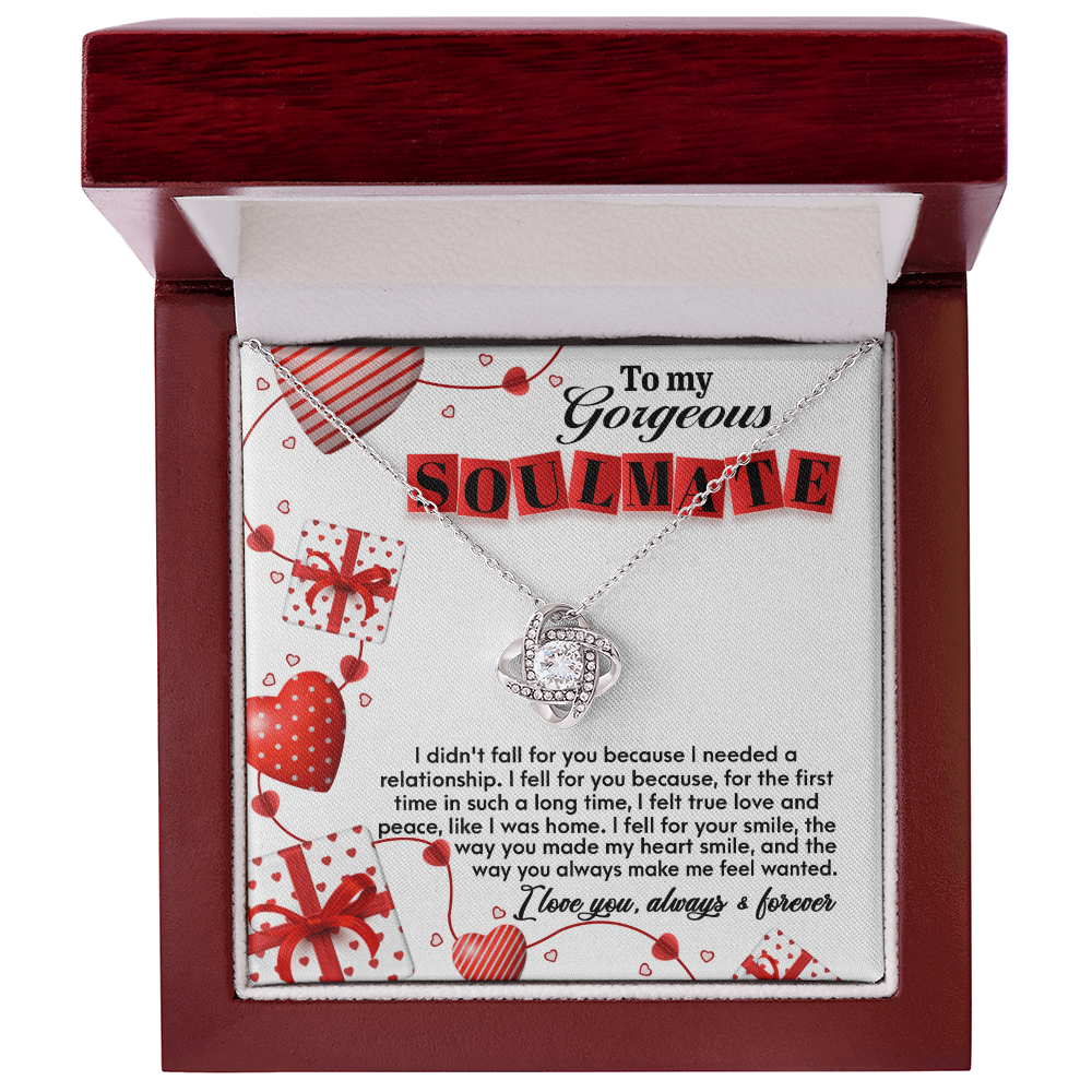 To My Gorgeous Soulmate Love Knot Necklace – Always & Forever Romantic Gift for Her