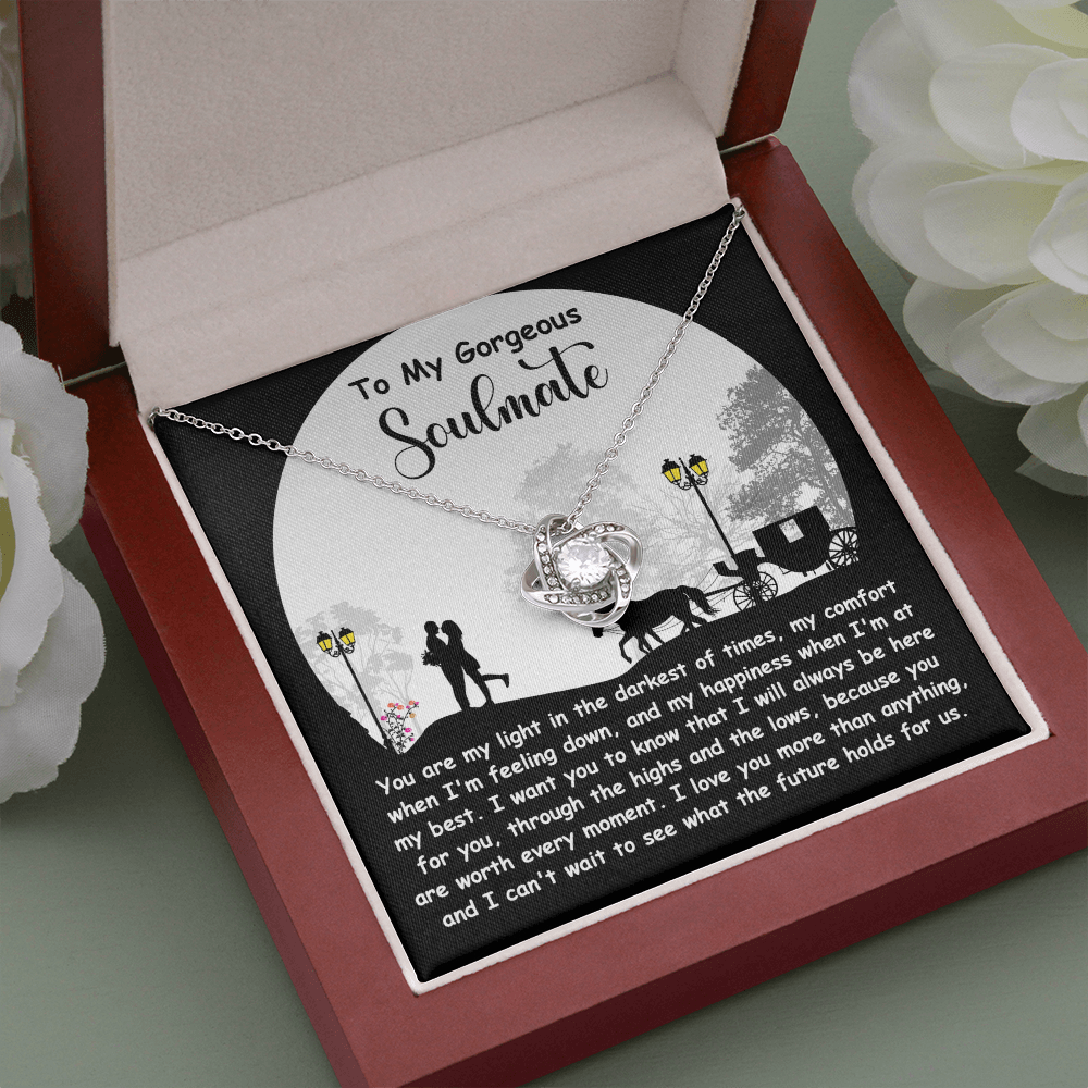 To My Gorgeous Soulmate – Future Holds For Us - Love Knot Necklace | Romantic Valentine's Day, Birthday or Anniversary Gift for Her