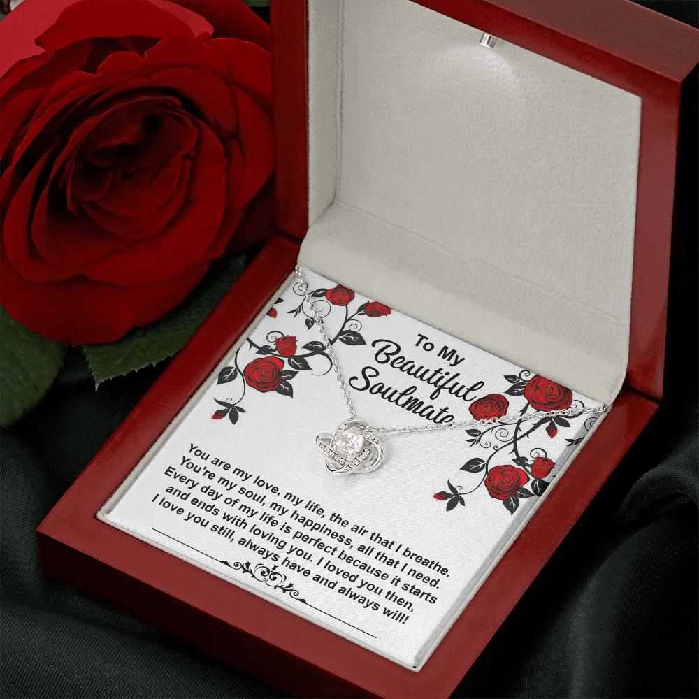 To My Beautiful Soulmate - My Love, My Life, The Air I Breathe - Romantic Love Knot Necklace