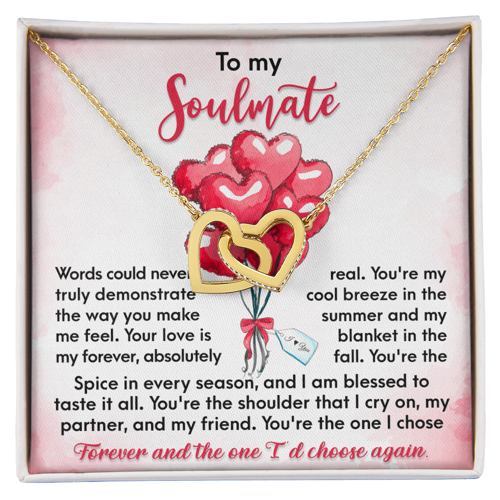 To My Soulmate Interlocking Hearts Necklace – Forever Love Gift for Wife or Girlfriend