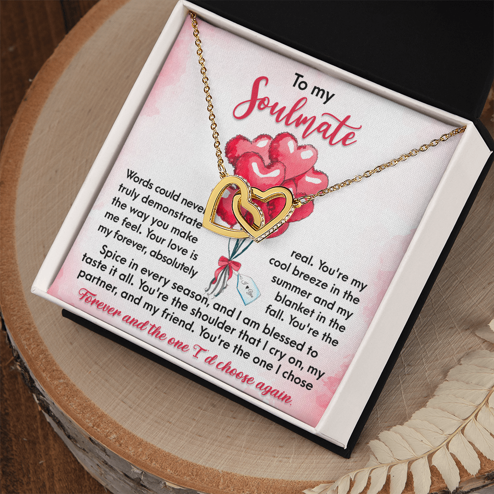 To My Soulmate Interlocking Hearts Necklace – Forever Love Gift for Wife or Girlfriend
