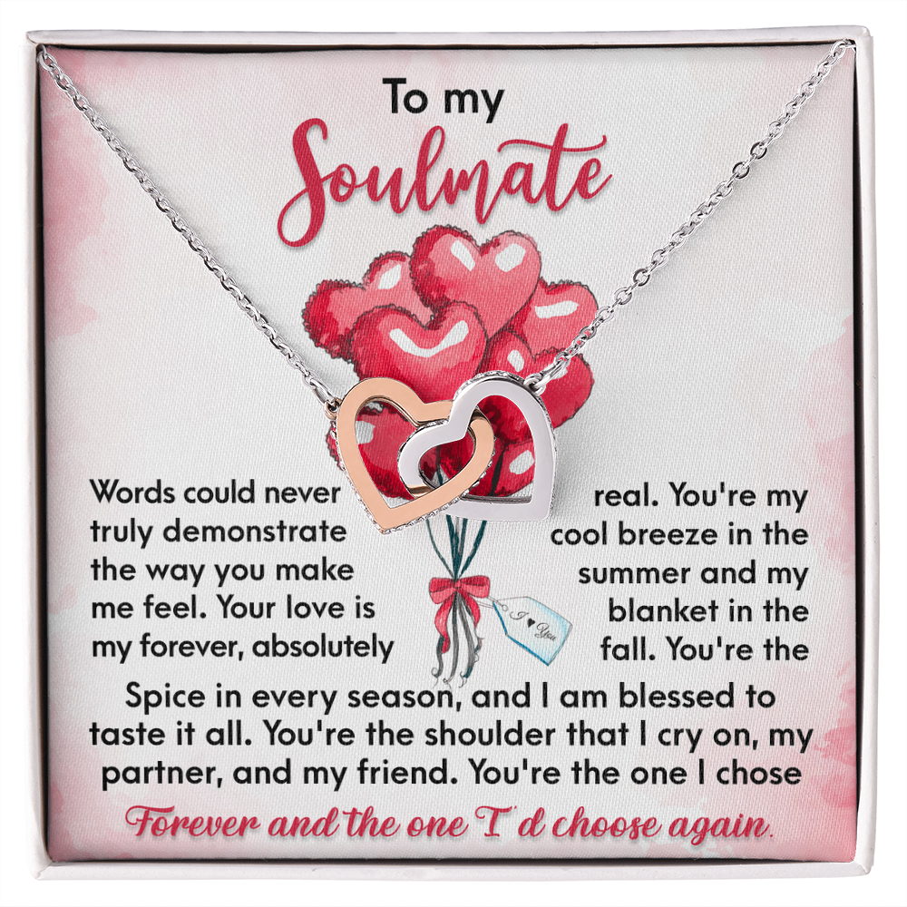 To My Soulmate Interlocking Hearts Necklace – Forever Love Gift for Wife or Girlfriend