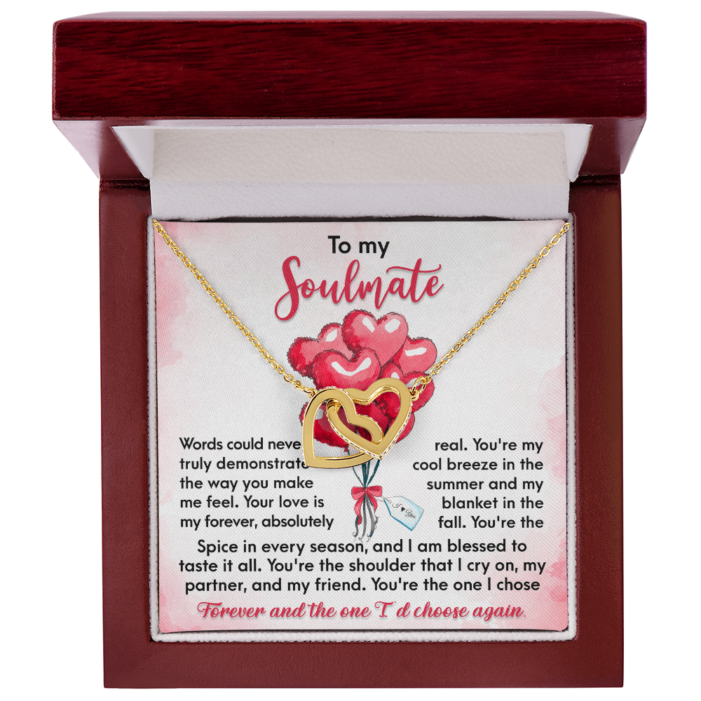 To My Soulmate Interlocking Hearts Necklace – Forever Love Gift for Wife or Girlfriend