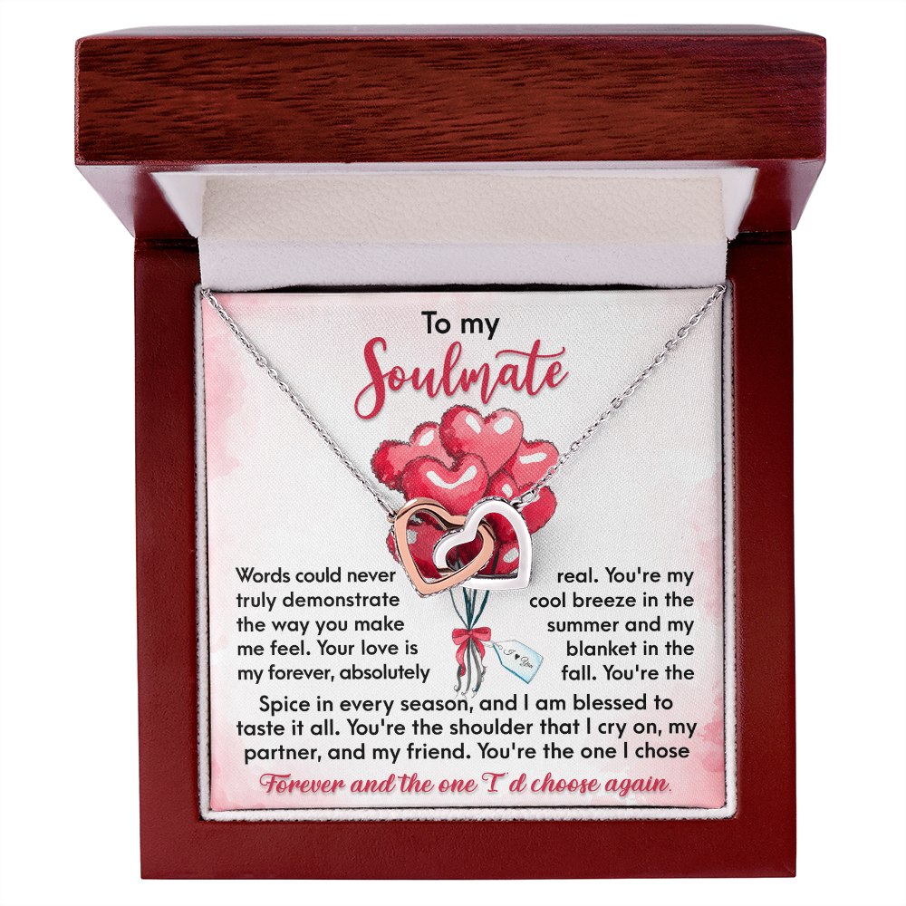 To My Soulmate Interlocking Hearts Necklace – Forever Love Gift for Wife or Girlfriend
