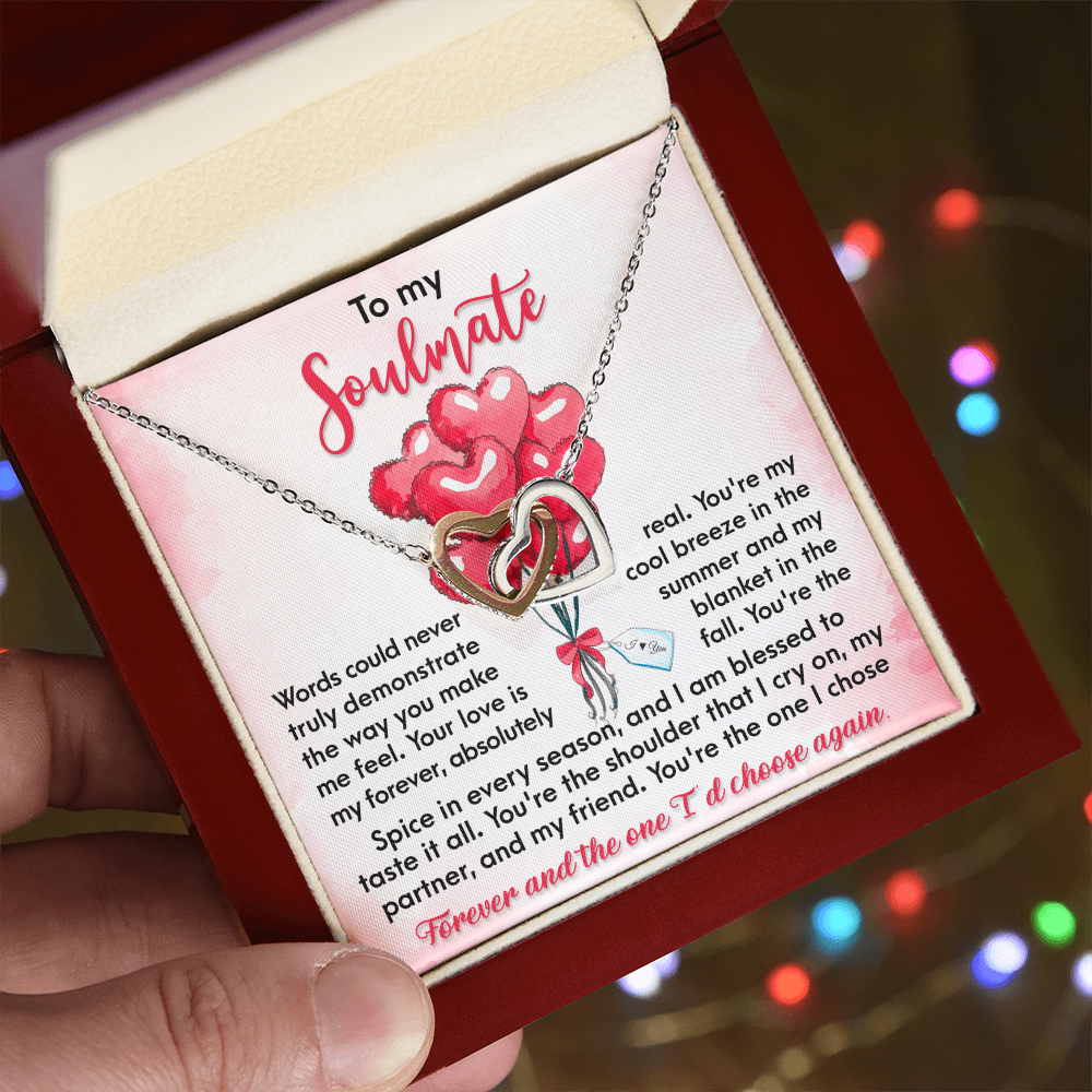 To My Soulmate Interlocking Hearts Necklace – Forever Love Gift for Wife or Girlfriend