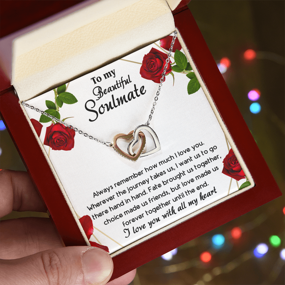 To My Beautiful Soulmate – All My Heart Interlocking Hearts Necklace