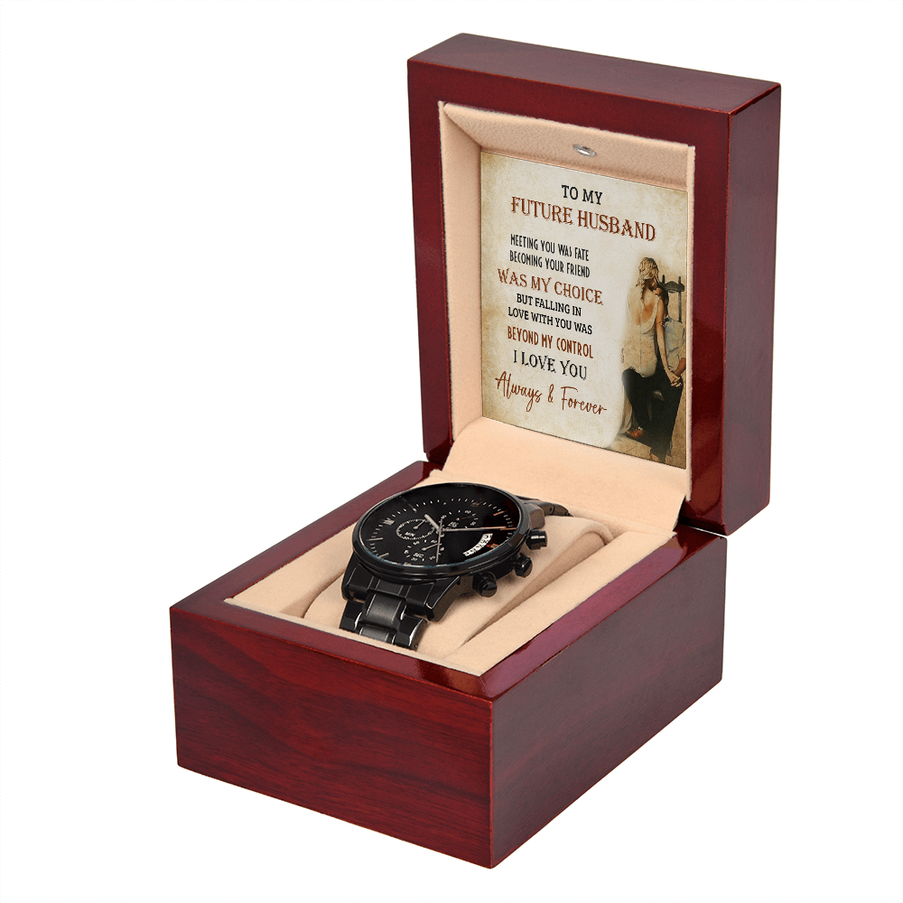 Future Husband Black Chronograph Watch – Romantic Gift from Fiancée