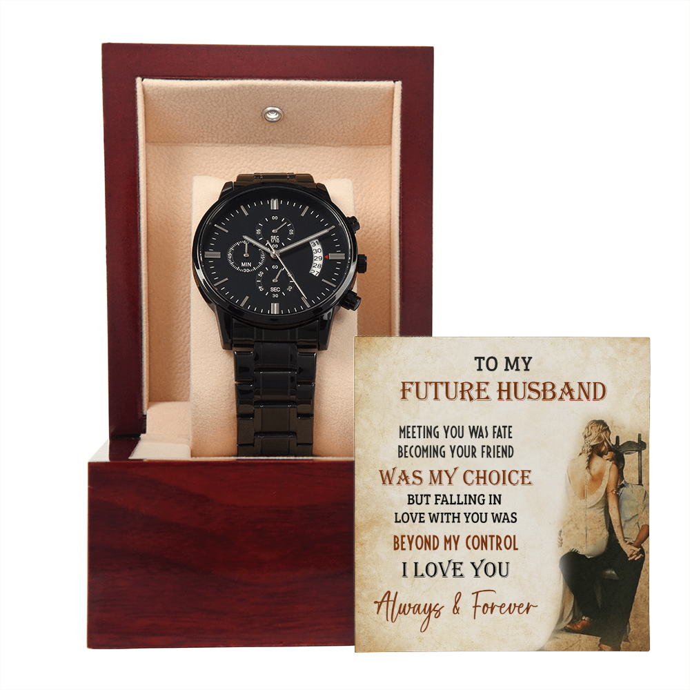 Future Husband Black Chronograph Watch – Romantic Gift from Fiancée