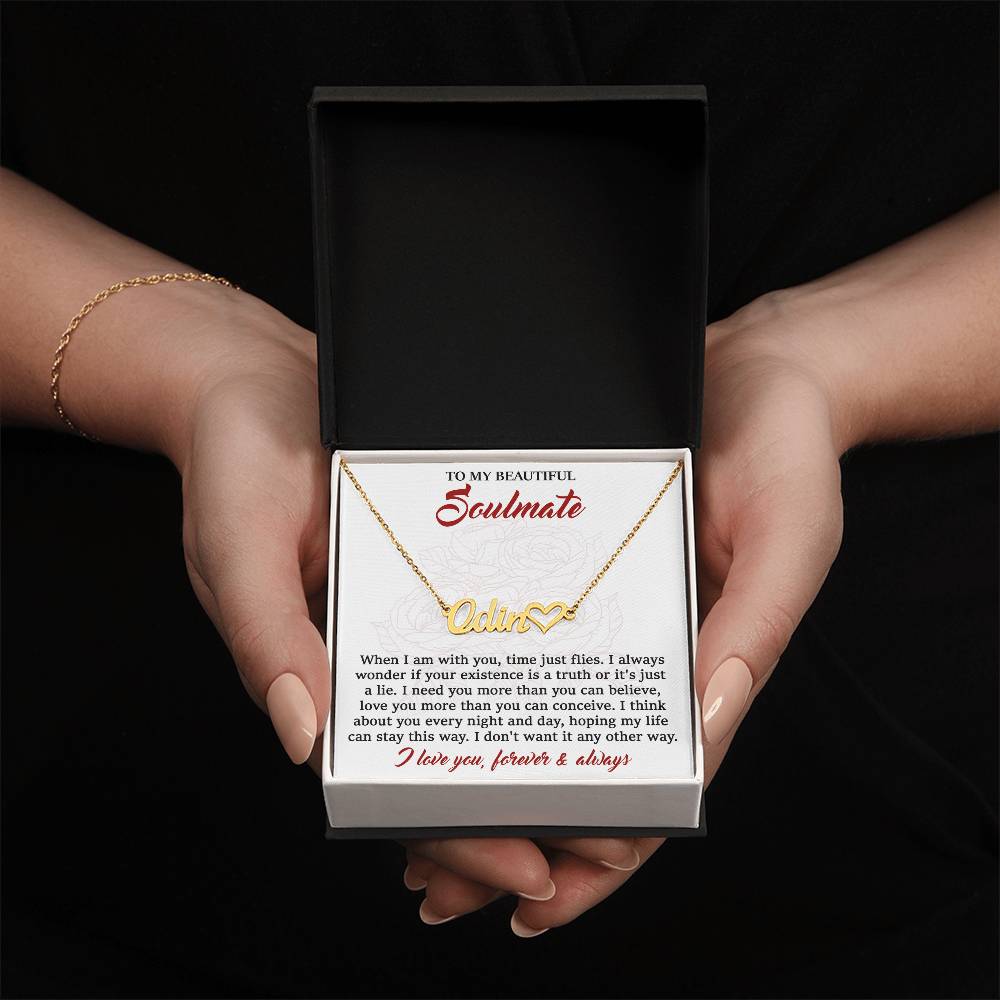 Soulmate-I Need You Personalized Script Name Necklace